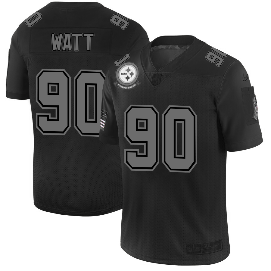 Nike Steelers 90 T.J. Watt 2019 Black Salute To Service Fashion Limited Jersey