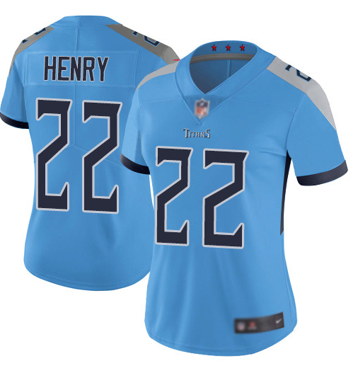 Nike Titans 22 Derrick Henry Blue Women New Vapor Untouchable Player Limited Jersey