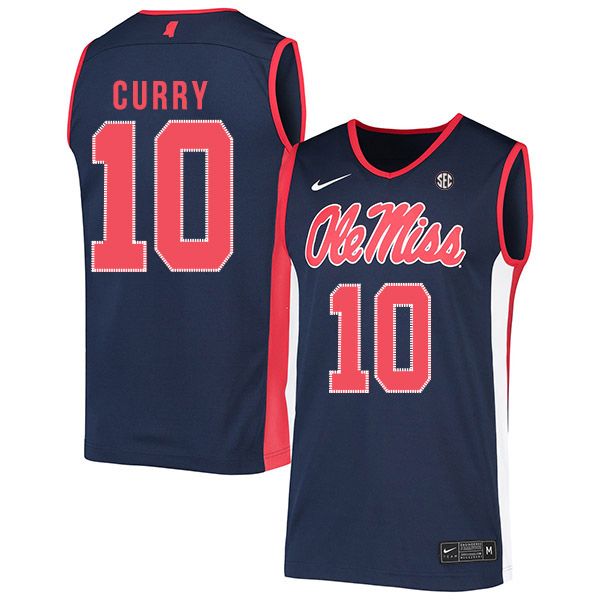 Ole Miss Rebels 10 Carlos Curry Navy Nike Basketball College Jersey