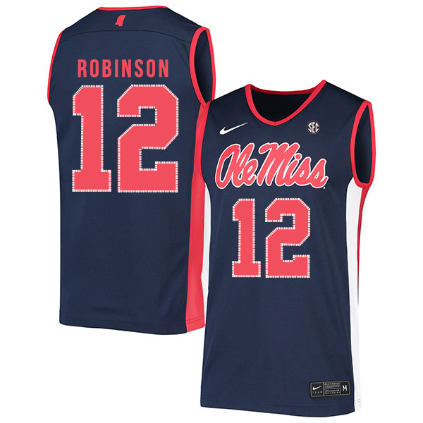 Ole Miss Rebels 12 Shon Robinson Navy Nike Basketball College Jersey