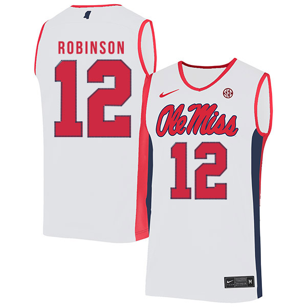 Ole Miss Rebels 12 Shon Robinson White Nike Basketball College Jersey