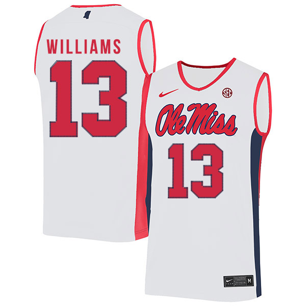 Ole Miss Rebels 13 Bryce Williams White Nike Basketball College Jersey