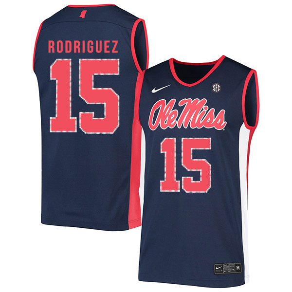 Ole Miss Rebels 15 Luis Rodriguez Navy Nike Basketball College Jersey