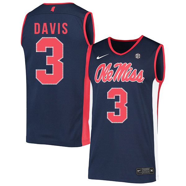 Ole Miss Rebels 3 Terence Davis Navy Nike Basketball College Jersey