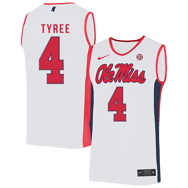 Ole Miss Rebels 4 Breein Tyree White Nike Basketball College Jersey