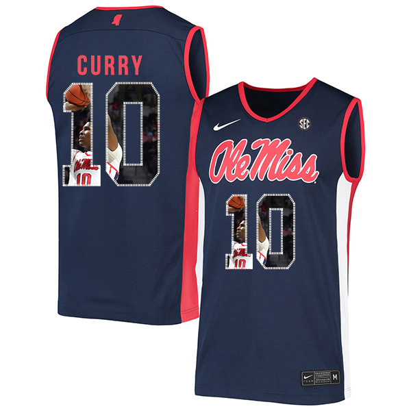 Ole Miss Rebels 10 Carlos Curry Navy Fashion Nike Basketball College Jersey