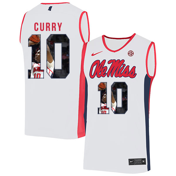 Ole Miss Rebels 10 Carlos Curry White Fashion Nike Basketball College Jersey