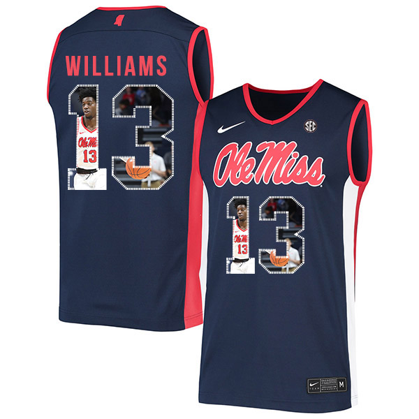 Ole Miss Rebels 13 Bryce Williams Navy Fashion Nike Basketball College Jersey