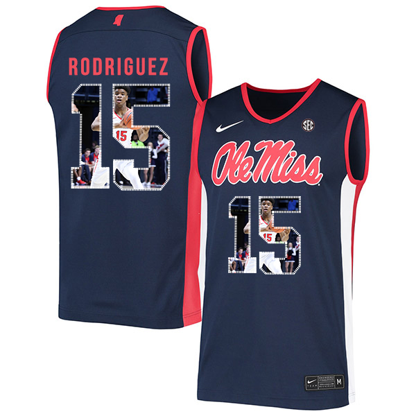 Ole Miss Rebels 15 Luis Rodriguez Navy Fashion Nike Basketball College Jersey