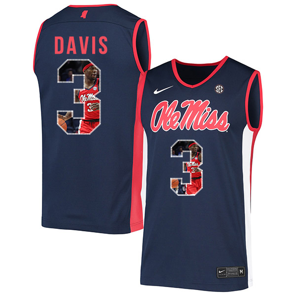 Ole Miss Rebels 3 Terence Davis Navy Fashion Nike Basketball College Jersey