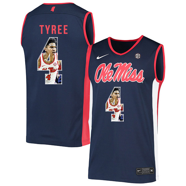 Ole Miss Rebels 4 Breein Tyree Navy Fashion Nike Basketball College Jersey