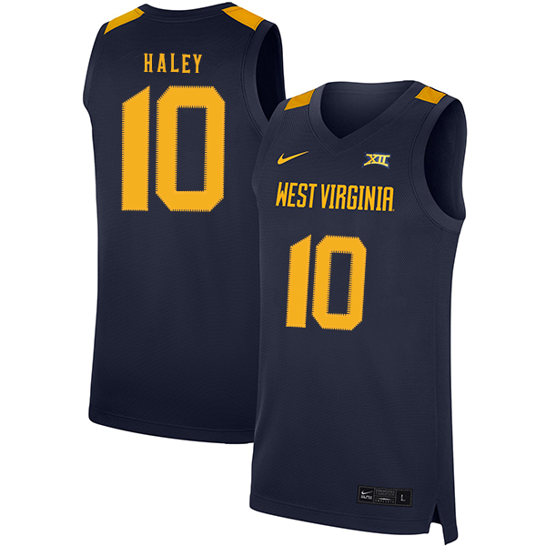 West Virginia Mountaineers 10 Jermaine Haley Navy Nike Basketball College Jersey