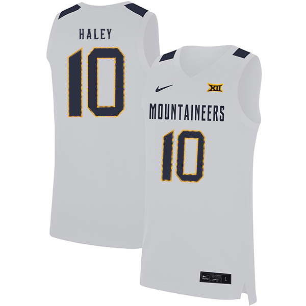 West Virginia Mountaineers 10 Jermaine Haley White Nike Basketball College Jersey