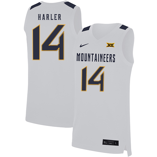 West Virginia Mountaineers 14 Chase Harler White Nike Basketball College Jersey