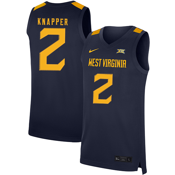 West Virginia Mountaineers 2 Brandon Knapper Navy Nike Basketball College Jersey