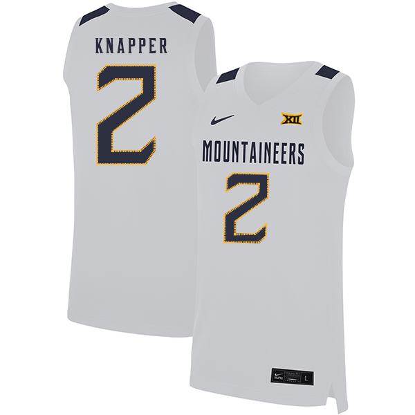 West Virginia Mountaineers 2 Brandon Knapper White Nike Basketball College Jersey