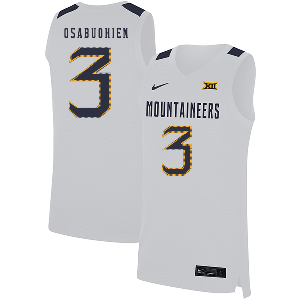 West Virginia Mountaineers 3 Gabe Osabuohien White Nike Basketball College Jersey