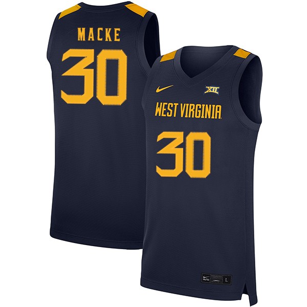 West Virginia Mountaineers 30 Spencer Macke Navy Nike Basketball College Jersey