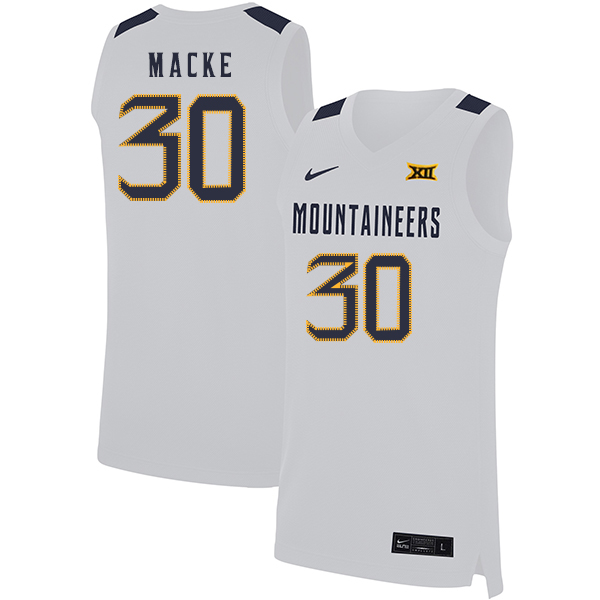 West Virginia Mountaineers 30 Spencer Macke White Nike Basketball College Jersey