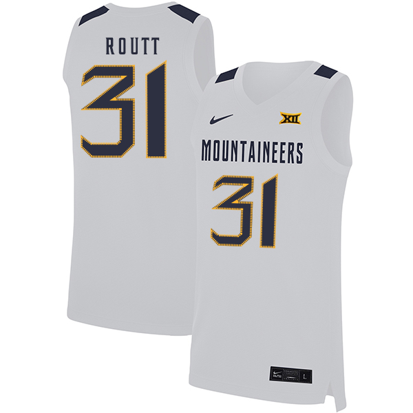 West Virginia Mountaineers 31 Logan Routt White Nike Basketball College Jersey