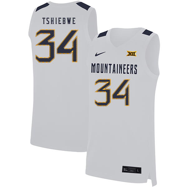 West Virginia Mountaineers 34 Oscar Tshiebwe White Nike Basketball College Jersey