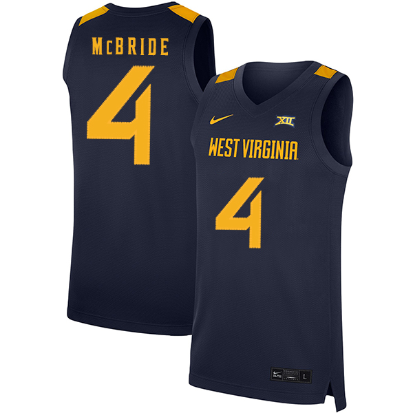 West Virginia Mountaineers 4 Miles McBride Navy Nike Basketball College Jersey