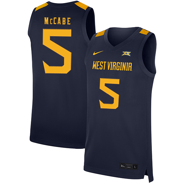 West Virginia Mountaineers 5 Jordan McCabe Navy Nike Basketball College Jersey