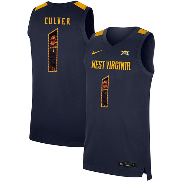 West Virginia Mountaineers 1 Derek Culver Navy Fashion Nike Basketball College Jersey