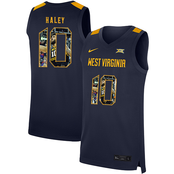 West Virginia Mountaineers 10 Jermaine Haley Navy Fashion Nike Basketball College Jersey