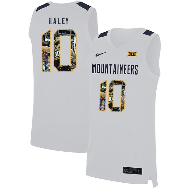 West Virginia Mountaineers 10 Jermaine Haley White Fashion Nike Basketball College Jersey