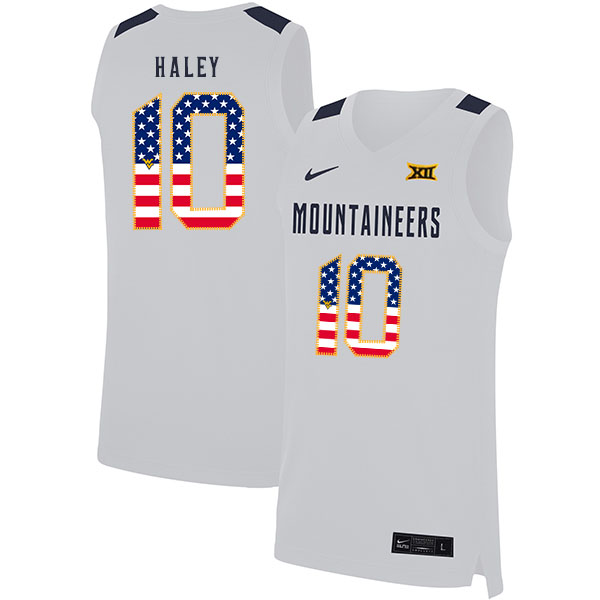 West Virginia Mountaineers 10 Jermaine Haley White USA Flag Nike Basketball College Jersey