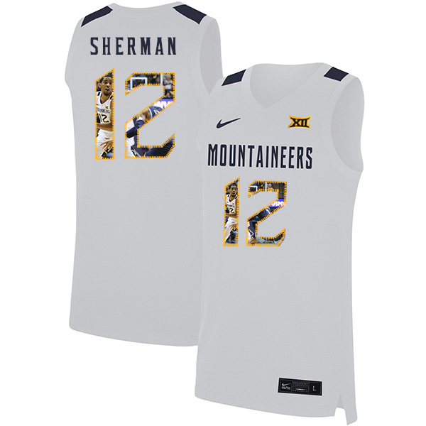 West Virginia Mountaineers 12 Taz Sherman White Fashion Nike Basketball College Jersey