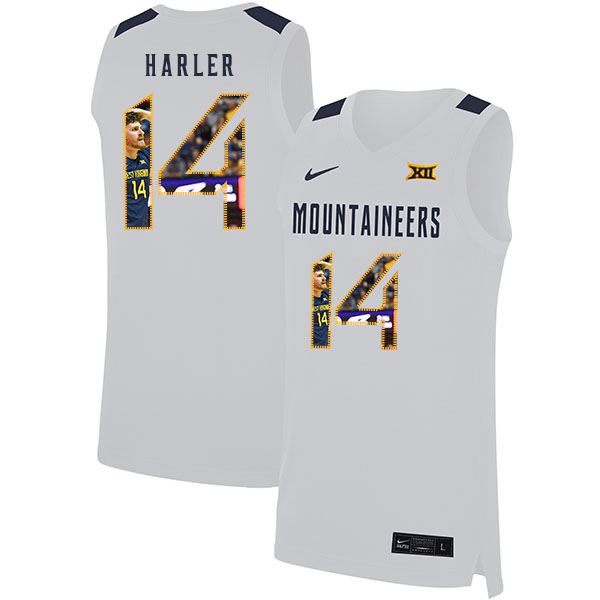 West Virginia Mountaineers 14 Chase Harler White Fashion Nike Basketball College Jersey - Click Image to Close