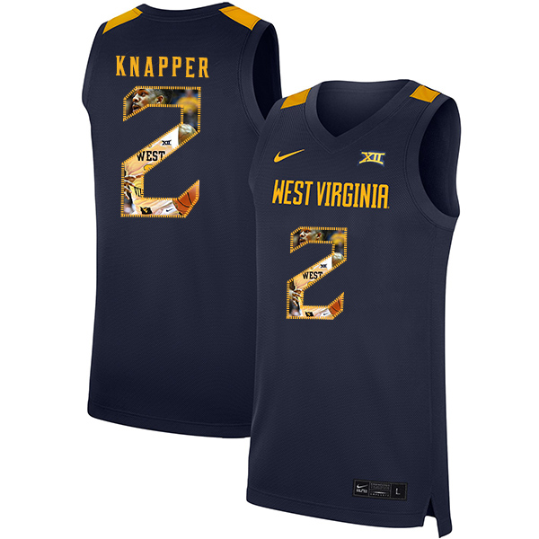 West Virginia Mountaineers 2 Brandon Knapper Navy Fashion Nike Basketball College Jersey