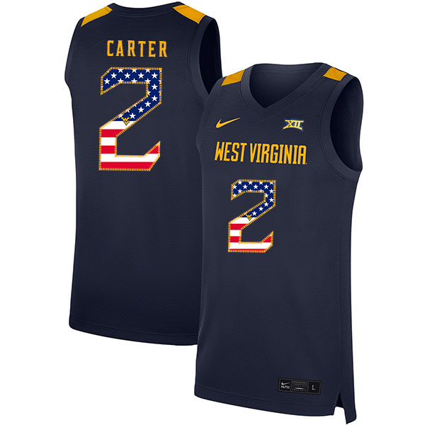 West Virginia Mountaineers 2 Jevon Carter Navy USA Flag Nike Basketball College Jersey