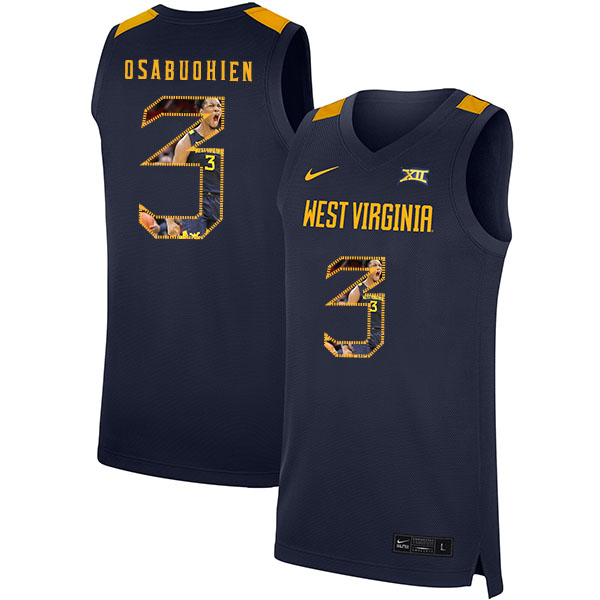West Virginia Mountaineers 3 Gabe Osabuohien Navy Fashion Nike Basketball College Jersey