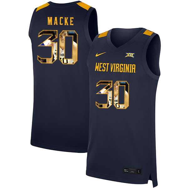 West Virginia Mountaineers 30 Spencer Macke Navy Fashion Nike Basketball College Jersey