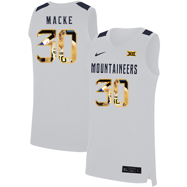 West Virginia Mountaineers 30 Spencer Macke White Fashion Nike Basketball College Jersey