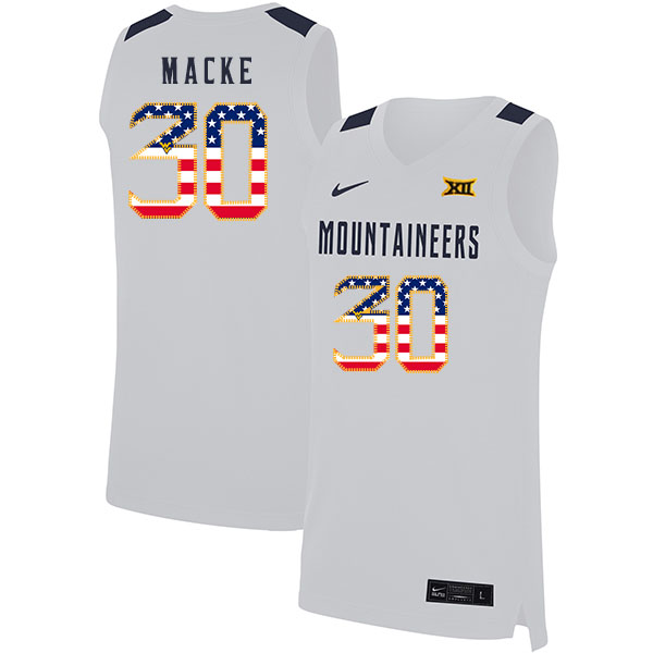 West Virginia Mountaineers 30 Spencer Macke White USA Flag Nike Basketball College Jersey