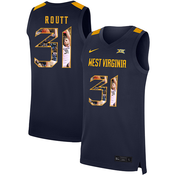 West Virginia Mountaineers 31 Logan Routt Navy Fashion Nike Basketball College Jersey