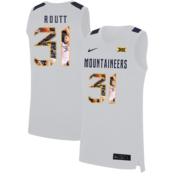 West Virginia Mountaineers 31 Logan Routt White Fashion Nike Basketball College Jersey