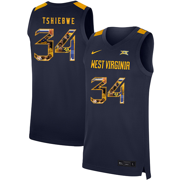 West Virginia Mountaineers 34 Oscar Tshiebwe Navy Fashion Nike Basketball College Jersey