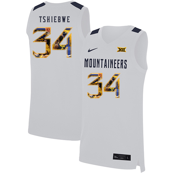 West Virginia Mountaineers 34 Oscar Tshiebwe White Fashion Nike Basketball College Jersey