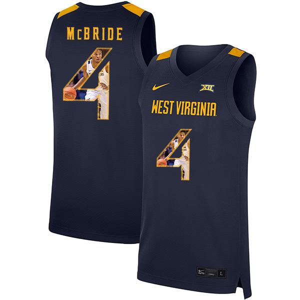West Virginia Mountaineers 4 Miles McBride Navy Fashion Nike Basketball College Jersey
