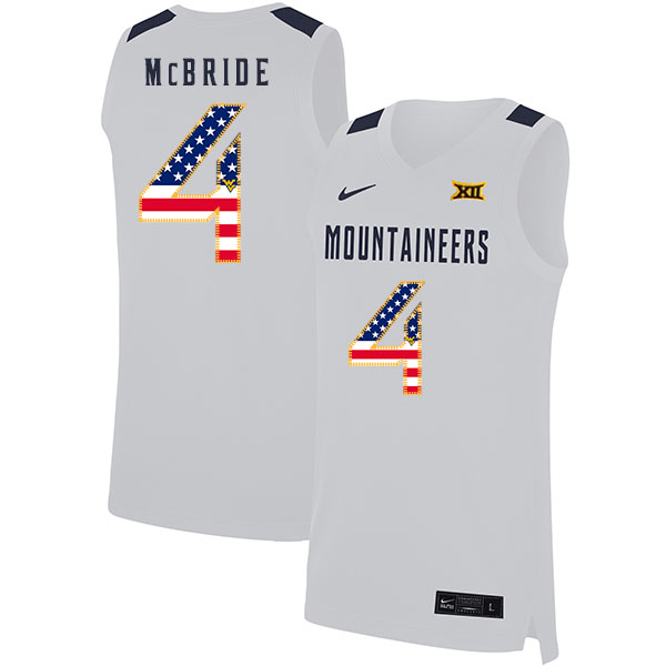 West Virginia Mountaineers 4 Miles McBride White USA Flag Nike Basketball College Jersey