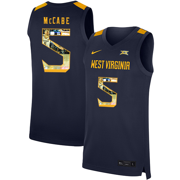 West Virginia Mountaineers 5 Jordan McCabe Navy Fashion Nike Basketball College Jersey