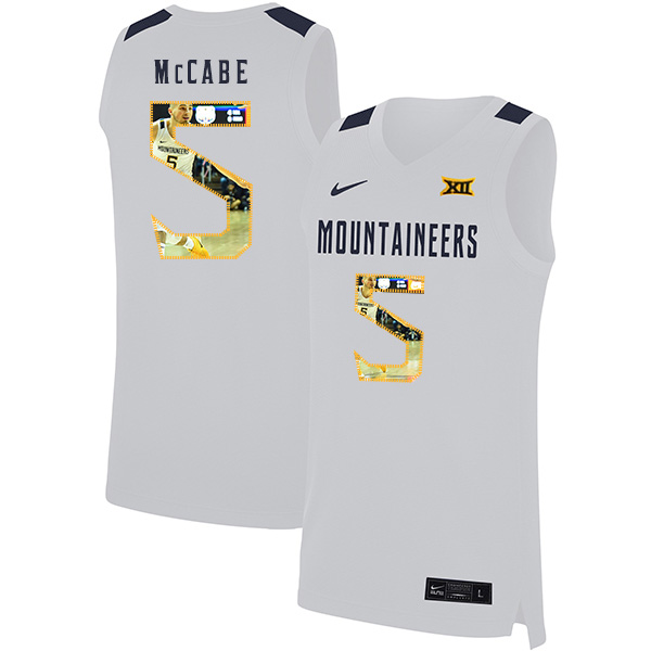 West Virginia Mountaineers 5 Jordan McCabe White Fashion Nike Basketball College Jersey
