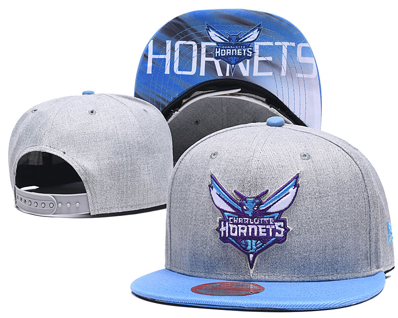 Hornets Team Logo Gray Adjustable Hat LH