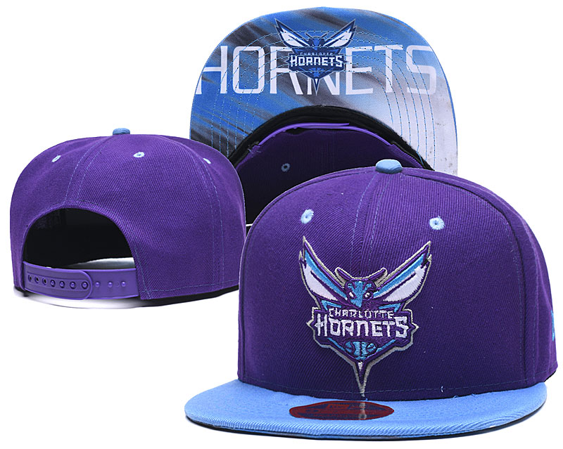 Hornets Team Logo Purple Adjustable Hat LH