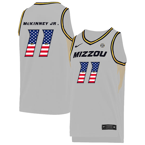 Missouri Tigers 11 Mario McKinney Jr. White USA Flag College Basketball Jersey.jpeg - Click Image to Close